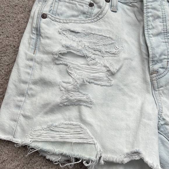 American Eagle High Waisted Ripped Jean Shorts - Picture 2 of 5